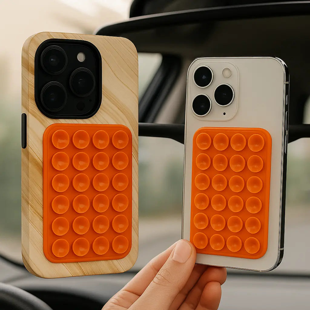 StickPad orange – ventouse pour smartphone sur surface lisse