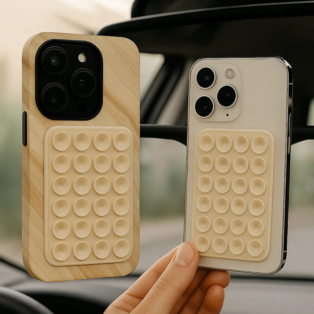 StickPad beige – support téléphone cuisine sans perçage