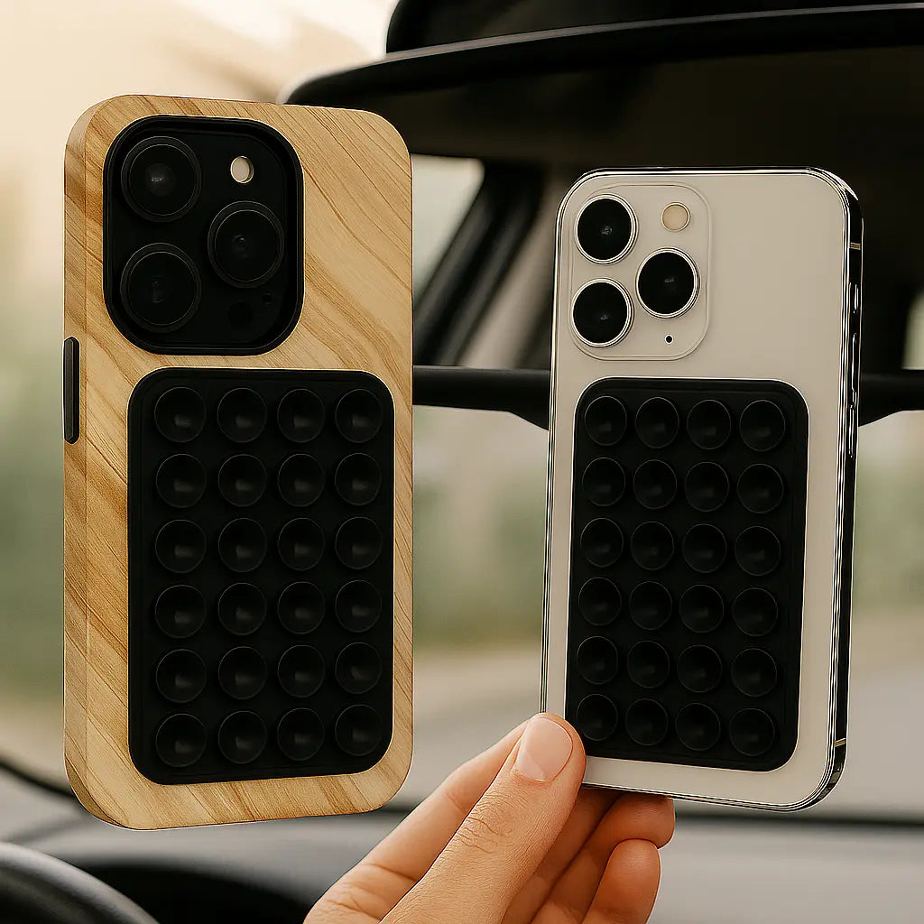 StickPad noir – ventouse discrète pour fixation smartphone sur vitre